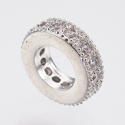 Brass Micro Pave Cubic Zirconia Rondelle European Beads LS-ZIRC-F083-094P-RS-1