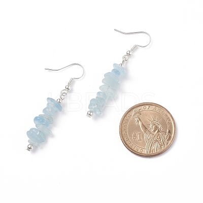 Natural Aquamarine Chips Beaded Jewelry Set SJEW-JS01232-07-1