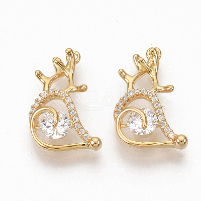 Brass Micro Pave Clear Cubic Zirconia Pendants ZIRC-Q021-006G-NF-1