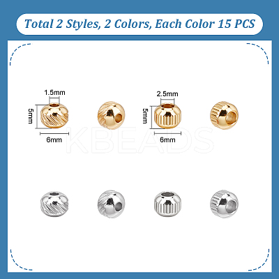 60Pcs 4 Style 201 & 304 Stainless Steel Beads STAS-UN0051-14-1
