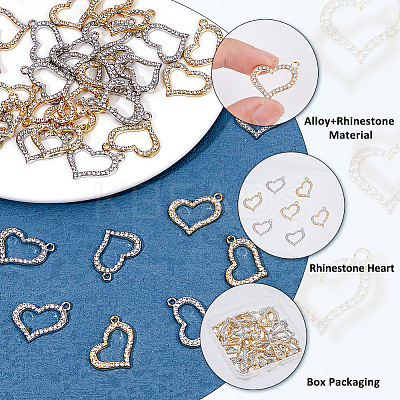 40Pcs 2 Colors Alloy Rhinestone Pendant FIND-FH0010-63-1