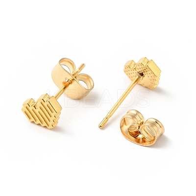 304 Stainless Steel Tiny Heart Stud Earrings with 316 Stainless Steel Pins for Women EJEW-J043-05G-1