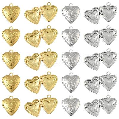 20Pcs 2 Colors Brass Locket Pendants KK-FS0001-88-1