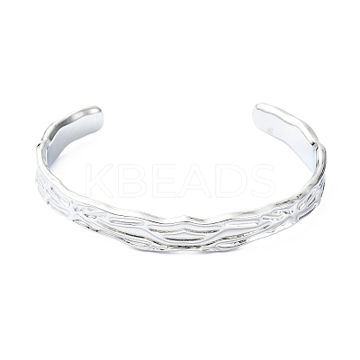 Non-Tarnish 304 Stainless Steel Textured Open Cuff Bangles for Women LS-STAS-B068-02P-1