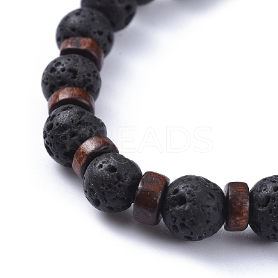Natural Lava Rock Stretch Bracelets BJEW-JB04492-01-1