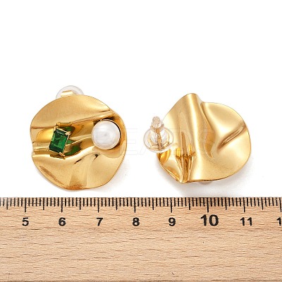 304 Stainless Steel Cubic Zirconia Stud Earrings EJEW-Z110-03G-03-1