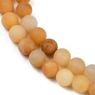 Frosted Round Natural Yellow Aventurine Bead Strands G-J338-06-8mm-1