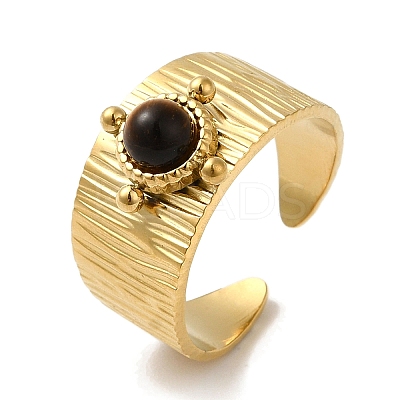 6Pcs 6 Style Rectangle & Horse Eye & Half Round 304 Stainless Steel Open Cuff Rings Set RJEW-P092-03G-M-1