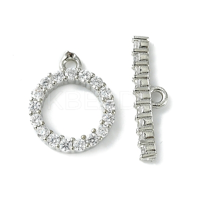Rack Plating Eco-Friendly Brass Pave Clear Cubic Zirconia Toggle Claps KK-K330-45P-1