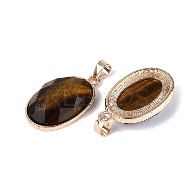 Natural Tiger Eye Pendants G-Q606-92G-03-1