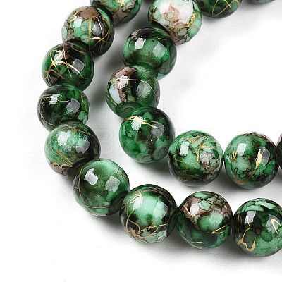 Baking Paint Glass Beads Strands DGLA-N003-10mm-B09-1
