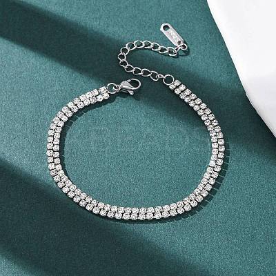 304 Stainless Steel Rhinestone Cup Chain Bracelets BJEW-P376-01P-1