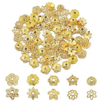 100Pcs 10 Styles Brass Bead Caps KK-CJ0002-08-1