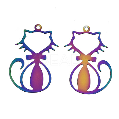 Ion Plating(IP) 201 Stainless Steel Filigree Pendants STAS-S118-007-1