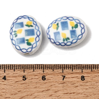 Hand Painted Oval Porcelain Beads PR-CBA03B0-01A-1