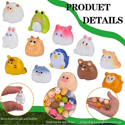 39Pcs 13 Style Cute Resin Animal Figurines Ornament DJEW-SZ0001-11-1