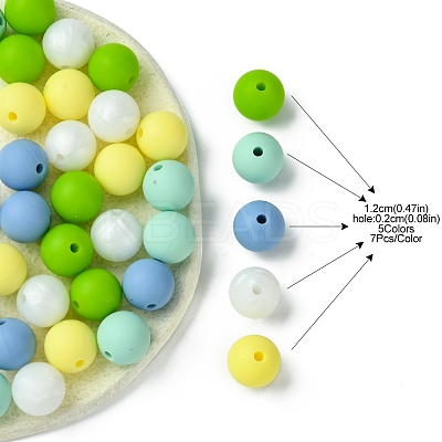 35Pcs Food Grade Eco-Friendly Silicone Focal Beads SIL-FS0001-22E-1