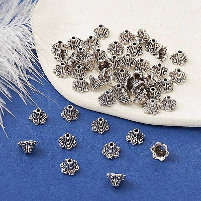 Tibetan Style Alloy Flower Bell Filigree Bead Caps PALLOY-YW0001-79-1