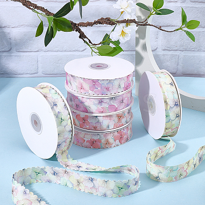 1Roll Single Face Printed Polyester Satin Ribbon SRIB-CY0001-47C-1