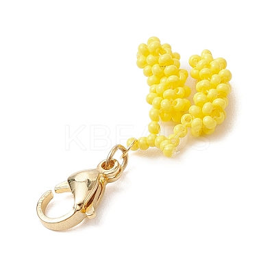 Glass Seed Beaded Banana Pendant Decoration HJEW-MZ00144-1