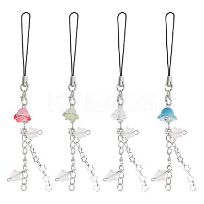 4Pcs 4 Colors Jellyfish & Star Mobile Straps FIND-GL0001-90-1