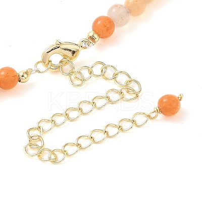 Natural Golden Silk Jade & Natural Quartz & Pearl Beaded Necklaces NJEW-L119-06G-1