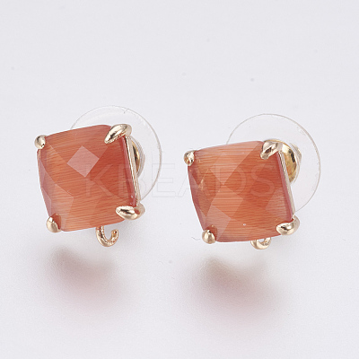 Faceted Glass Stud Earring Findings GLAA-F084-C-1