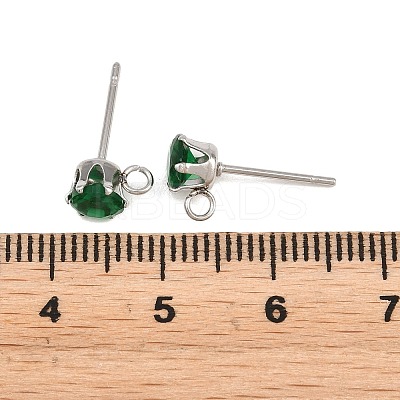 304 Stainless Steel Micro Pave Cubic Zirconia Stud Earring Findings STAS-H240-56P-05-1