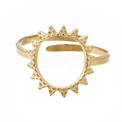 304 Stainless Steel Sun Open Cuff Ring RJEW-T023-84G-1