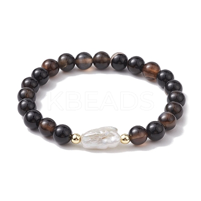 8mm Round Mixed Gemstone Beaded Stretch Bracelets BJEW-JB10309-1