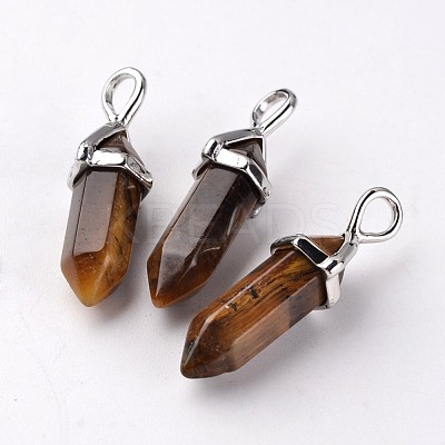 Bullet Natural Tiger Eye Pointed Pendants G-E332-A05-1