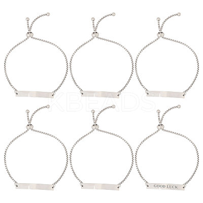 6Pcs Adjustable Stainless Steel Box Chain Slider Bracelets BJEW-CA0001-10-1