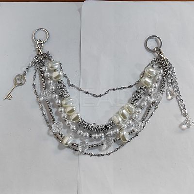 Retro Style Multilayer Acrylic & 304 Stainless Steel Beaded Purse Chains AJEW-FZ00007-1