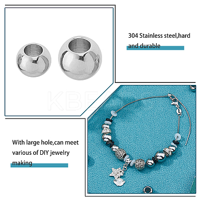 120Pcs 2 Styles 304 Stainless Steel European Beads FIND-HS0001-23-1