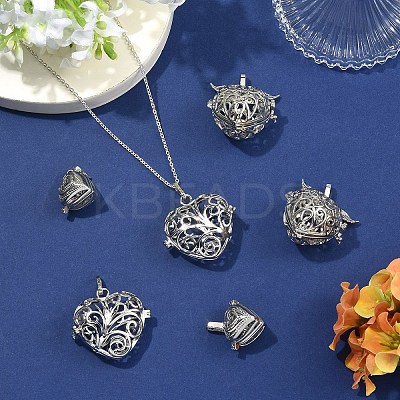 6Pcs 3 Styles Brass & Alloy Bead Cage Pendants FIND-YW0011-82-1