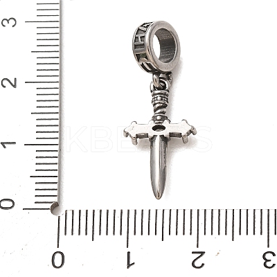 316 Surgical Stainless Steel & Rhinestone European Dangle Charms SA-CBA7555-17AS-02-1