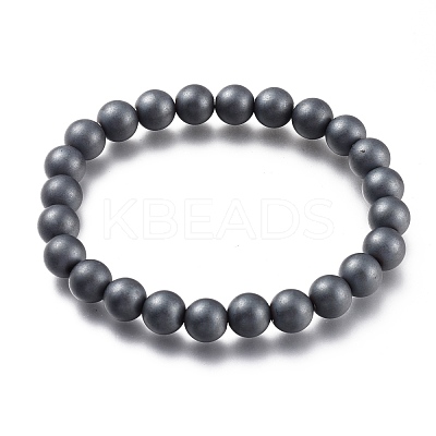 Non-magnetic Synthetic Hematite Beads Stretch Bracelets BJEW-A115-02-1
