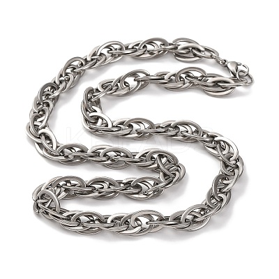 201 Stainless Steel Oval Rope Chain Necklace NJEW-F222-32P-1