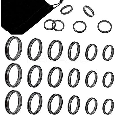 18pcs 6 Style 304 Stainless Steel Grooved Finger Ring Settings STAS-UN0040-58-1