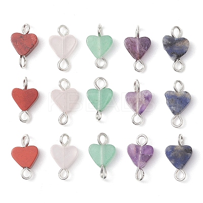 Natural Green Aventurine/Amethyst/Rose Quartz/Sodalite/Red Jasper Connector Charms PALLOY-JF03182-02-1