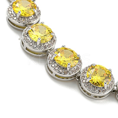 Flat Round Glass Link Chain Bracelets BJEW-H604-02P-04-1