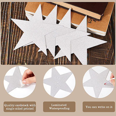 60Pcs Paper Glitter Star Wall Decoration AJEW-SP0001-17B-1