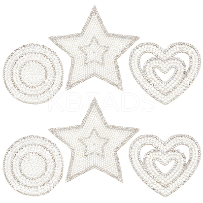 6Pcs 3 Styles Rhinestone Cloth Iron on/Sew on Patches DIY-GF0010-04-1