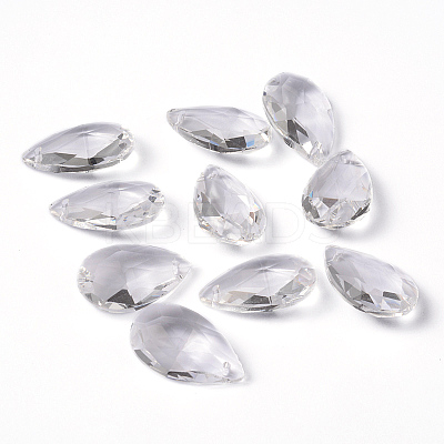 Faceted Teardrop Transparent Glass Pendants X-EGLA-R085-03-1