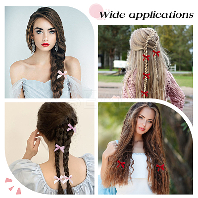 Bowknot Polyester Alligator Hair Clips AJEW-CP0008-35A-1