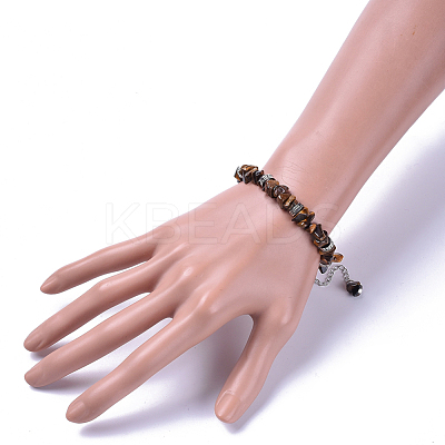 Natural Tiger Eye Chip Bracelets BJEW-JB04489-01-1
