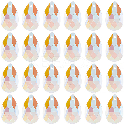 40Pcs Faceted Teardrop Glass Pendants GLAA-SP0001-11E-1