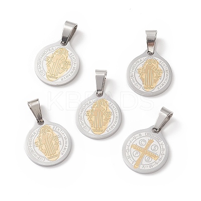 304 Stainless Steel Flat Round Pendants STAS-D034-01-1