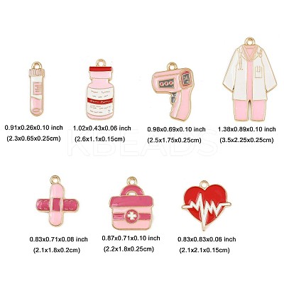 14Pcs 7 Styles Medical Theme  Alloy Enamel Pendants ENAM-FP0003-07-1