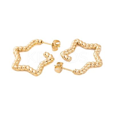 Ion Plating(IP) 304 Stainless Steel Half Hoop Stud Earrings for Women EJEW-P279-11G-1